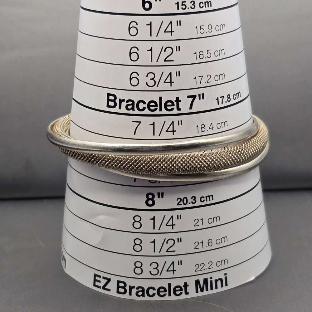 Sterling Silver Mesh Cuff Bracelet 7.5" Twisted Triple 925 Band Statement 33g - Picture 11 of 11